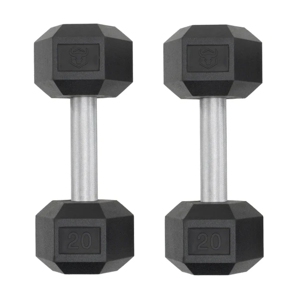 Rubber Hex Dumbbells & Sets (LB)
