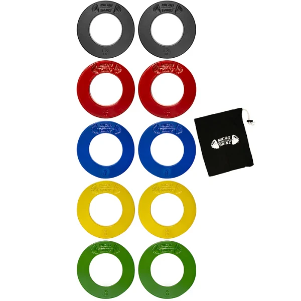 Multi-Color Olympic Size Fractional Weight Plates Set of 10 Plates .25LB-1.25LB w/ Bag