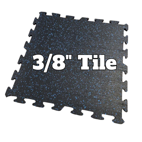 Hammer Clad 3/8" Premium Rubber Floor Tiles and Interlocking Gym Tile Flooring