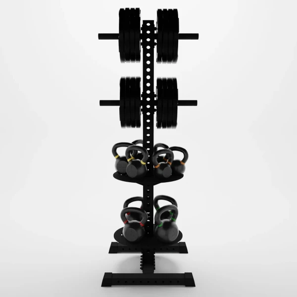 Delta PK | 4-Tier Vertical Hybrid Plate and Kettlebell Storage Rack