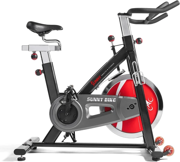 Sunny Health & Fitness Heavy-Duty Indoor Stationary Exercise Bike w/49 LB Flywheel