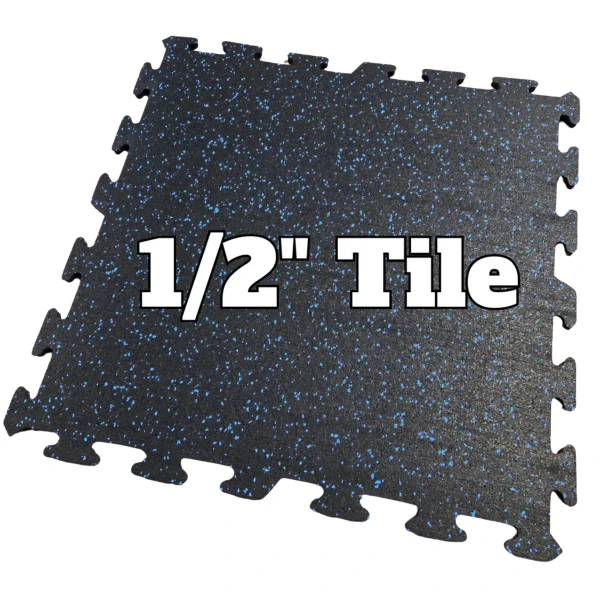 Hammer Clad 1/2" Premium Rubber Floor Tiles and Interlocking Gym Tile Flooring