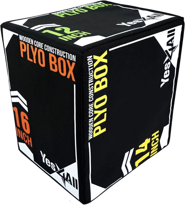 Yes4All 3-in-1 Soft-Padded Plyo Box with Wooden Core